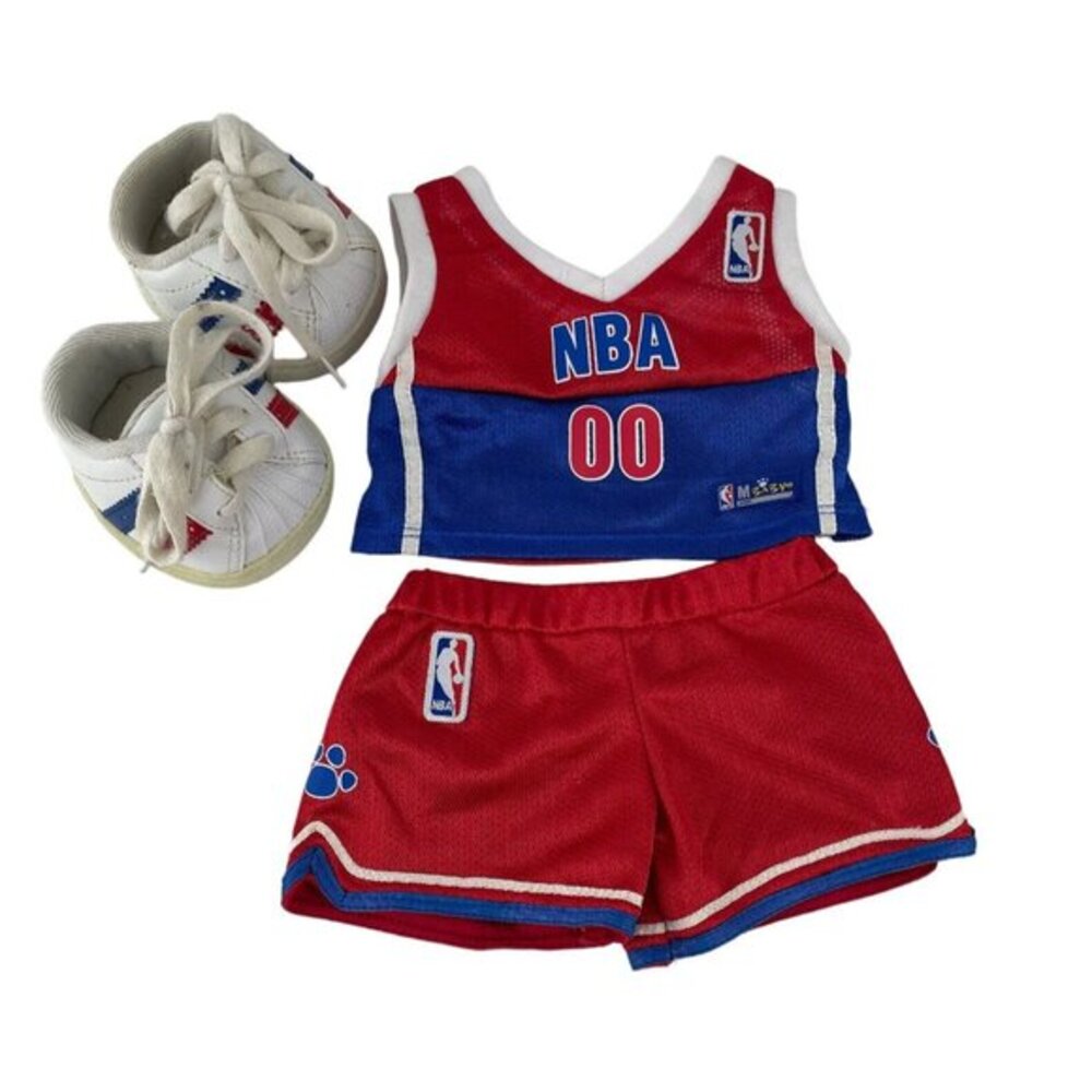 Build A Bear Clothes NBA Basketball Uniform Jersey Shorts Red Blue Outfit Shoes